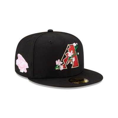 Black Arizona Diamondbacks Hat - New Era MLB Side Patch Bloom 59FIFTY Fitted Caps USA2461903